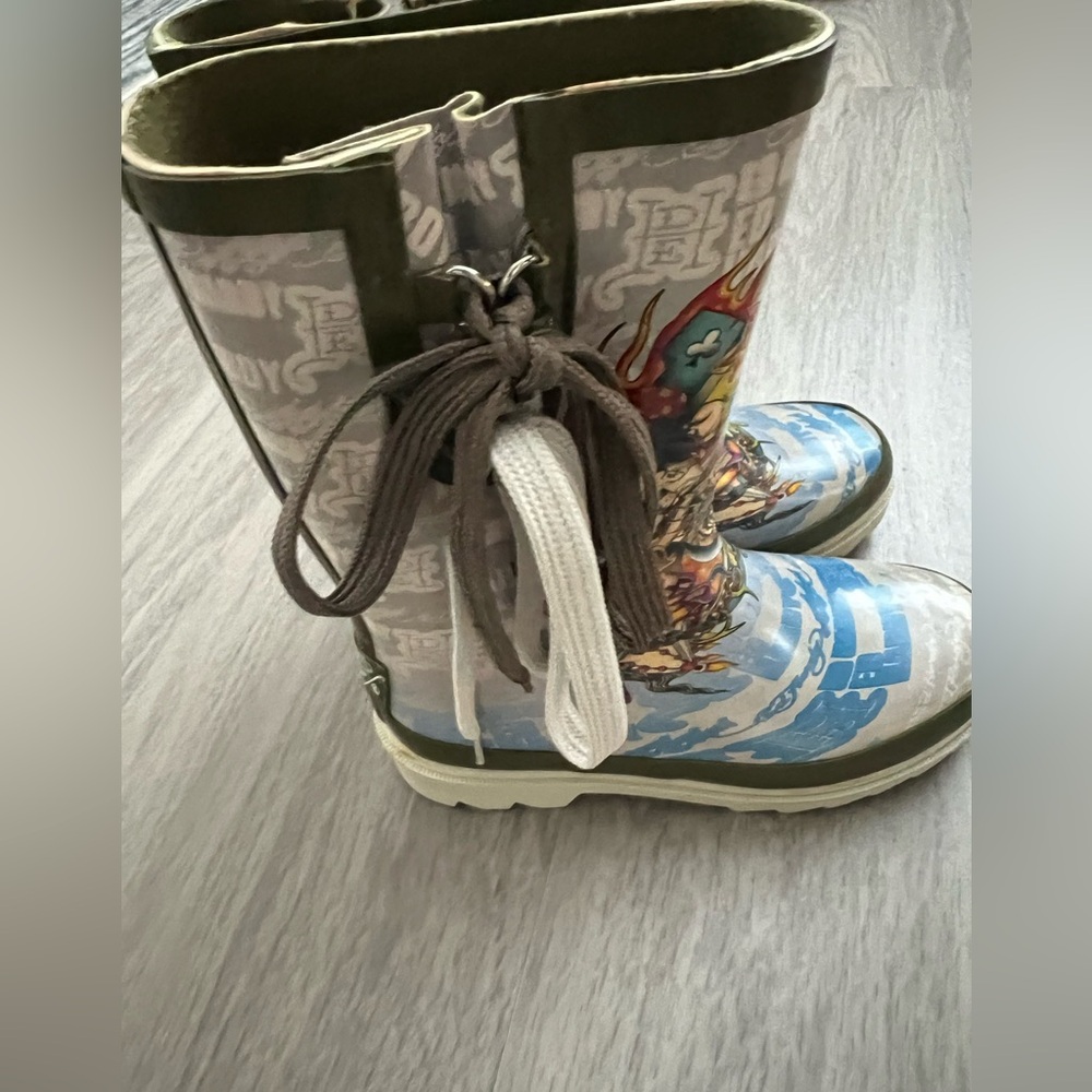 Ed Hardy Kids Rain & Snow Boots - Green, Blue, White - Picture 6 of 14